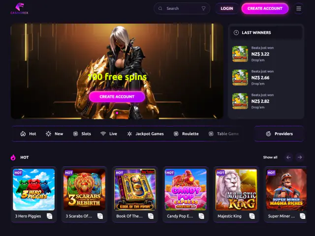 Casinorex homepage
