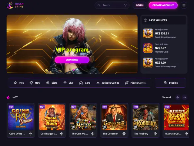 QueenSpins homepage
